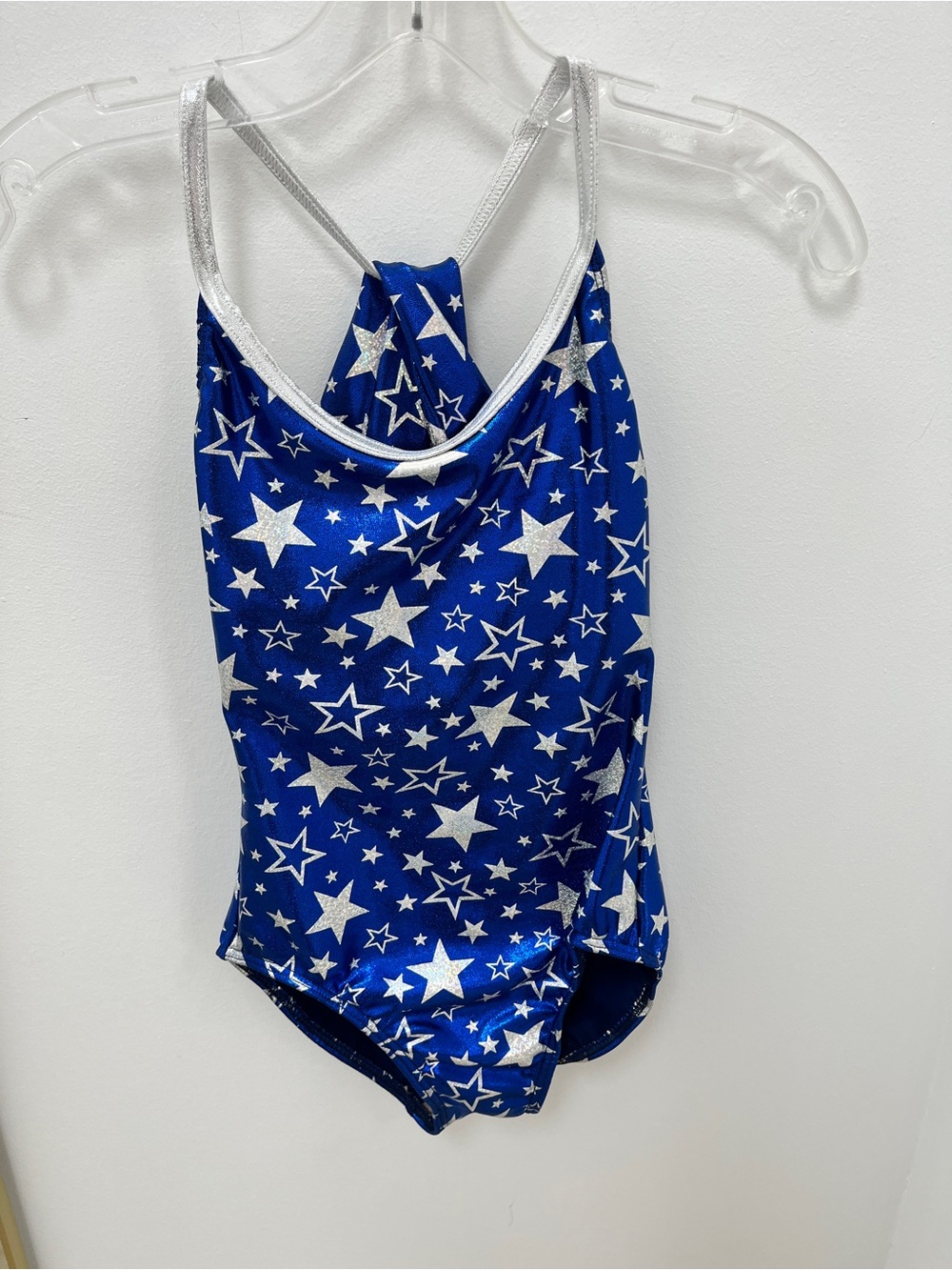 Adult small gymnastics Blue Star Print leotard